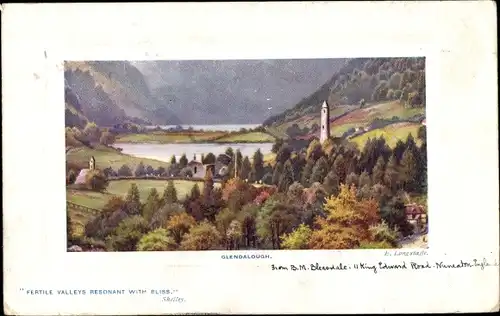 Künstler Ak Edgar Longstaffe, Glendalough Co. Wicklow Irland, Teilansicht