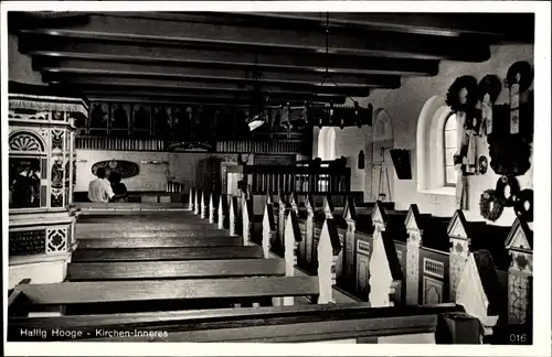 Ak Hallig Hooge in Nordfriesland, Inneres der Kirche