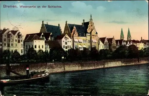 Ak Hansestadt Bremen, Weserpartie an der Schlachte