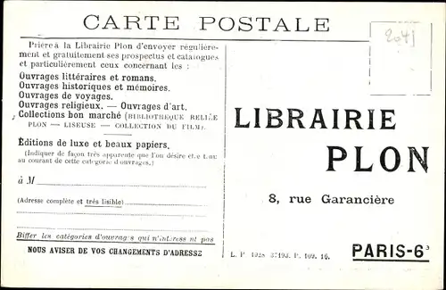 Ak Jacques Christophe, Auteur de Rayons Violets, Le Diable et son Train, Reklame, Librairie Plon