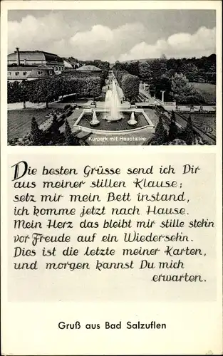 Ak Bad Salzuflen in Lippe, Kurpark mit Hauptallee