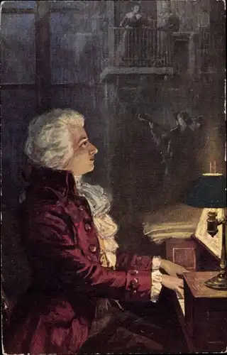 Künstler Ak Balestrieri, Komponist Wolfgang Amadeus Mozart, Portrait