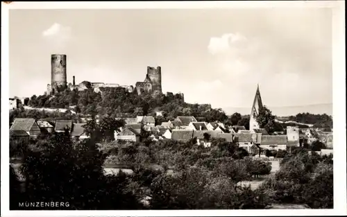 Ak Münzenberg in Oberhessen, Blick auf den Ort, Burgruine