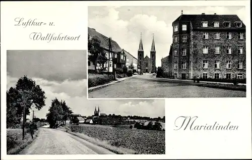 Ak Marialinden Overath im Bergischen Land, Straßenpartie, Kirche, Aggertal