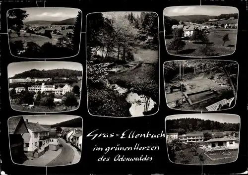 Ak Ellenbach Fürth im Odenwald, Ortsansichten, Panorama, Straße, Waldpartie