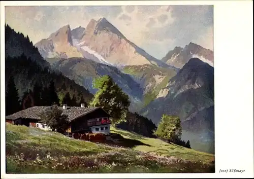 Künstler Ak Süßmayr, J., Berchtesgaden in Oberbayern, Blick auf die Alpen