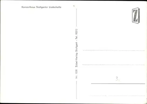 Ak Stuttgart am Neckar, Konzerthaus Stuttgarter Liederhalle