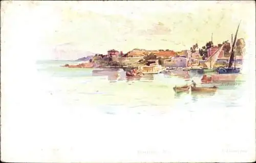 Künstler Ak Lessieux, E., Beaulieu sur Mer Alpes Maritimes, Blick auf den Ort