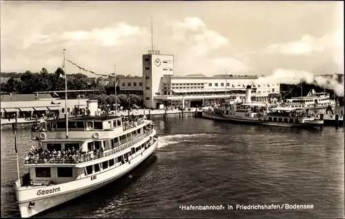 Ak Friedrichshafen am Bodensee, Hafenbahnhof, Dampfer Schwaben