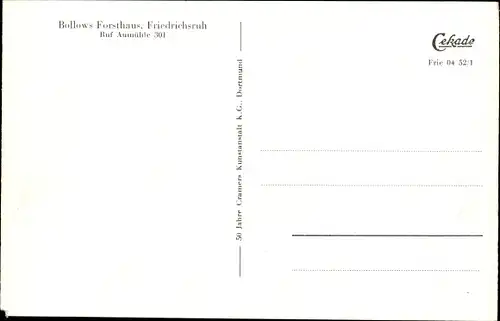 Ak Friedrichsruh Aumühle im Herzogtum Lauenburg, Bollows Forsthaus