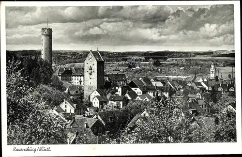 Ak Ravensburg in Oberschwaben, Teilansicht mit Burg