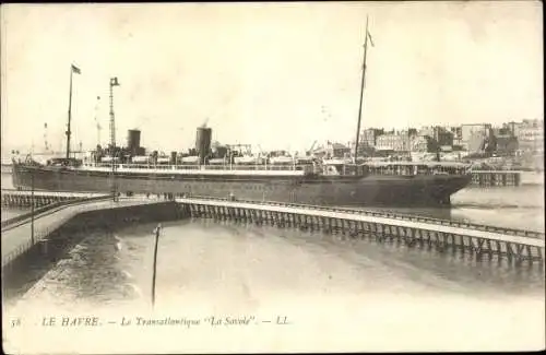 Ak Le Havre Seine Maritime, Le Transatlantique La Savoie, Dampfer, CGT, French Line