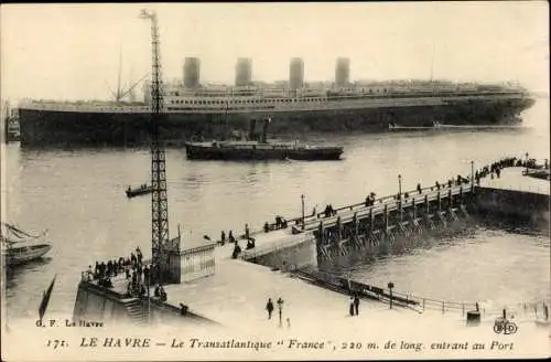 Ak Le Havre Seine Maritime, Le Transatlantique France, Dampfer, CGT, French Line