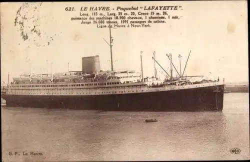 Ak Le Havre Seine Maritime, Paquebot Lafayette, Dampfer, CGT, French Line