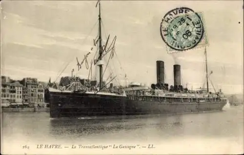 Ak Le Havre Seine Maritime, Le Transatlantique La Gascogne, Dampfer, CGT, French Line