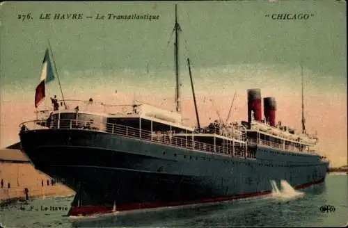 Ak Le Havre Seine Maritime, Le Transatlantique Chicago, Dampfer, CGT, French Line
