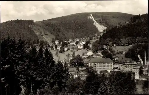 Ak Sachsenberg Georgenthal Klingenthal im Vogtland, Teilansicht, Große Aschbergschanze