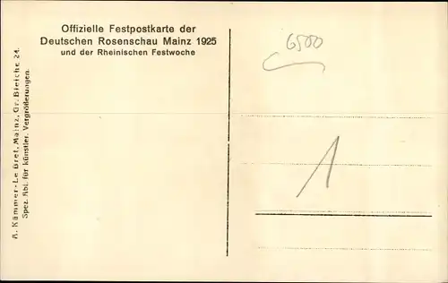 Ak Mainz am Rhein, Deutsche Rosenschau 1925