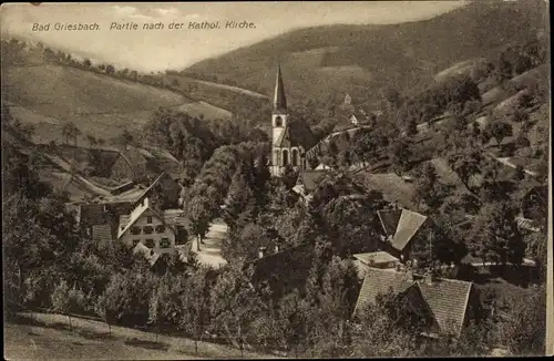 Ak Bad Griesbach im Schwarzwald, Partie mit der Kath. Kirche