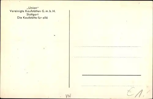 Ak Stuttgart in Württemberg, Königstraße, "Union" Vereinigte Kaufstätten GmbH