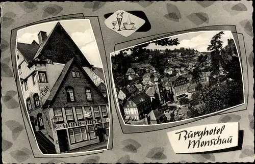 Ak Monschau Montjoie in der Eifel, Teilansicht, Burghotel