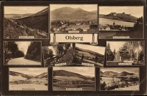 Ak Olsberg im Sauerland, Gesamtansicht, Bruchhauser Steine, An der Heide, Winterlandschaft