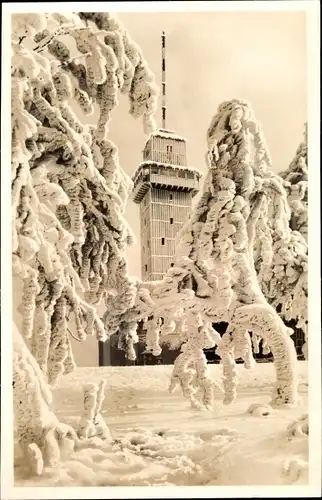 Ak Niederreifenberg Schmitten im Taunus, Großer Feldberg, Aussichtsturm im Winter