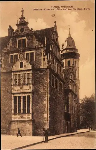 Ak Hann. Münden in Niedersachsen, Rathaus-Erker, St. Blasius-Turm