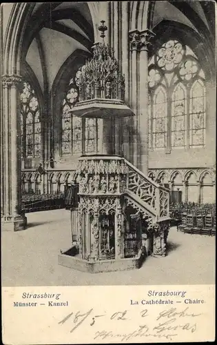 Ak Strasbourg Straßburg Elsass Bas Rhin, Münster, Kanzel