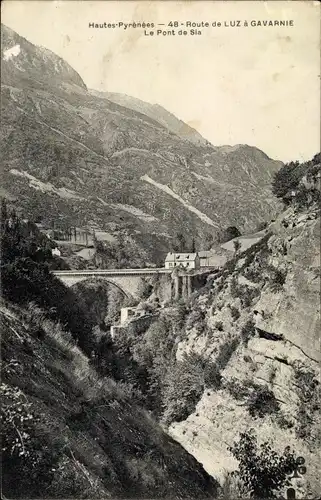 Ak Gavarnie Hautes Pyrénées, Le Pont de Sia