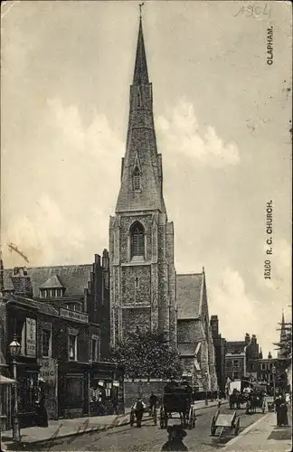 Ak Clapham London England, R. C. Church