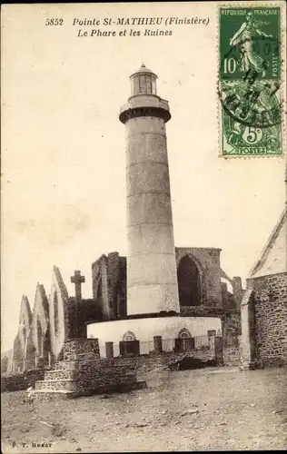 Ak Plougonvelin Finistère, Pointe de Saint Mathieu, Le Phare