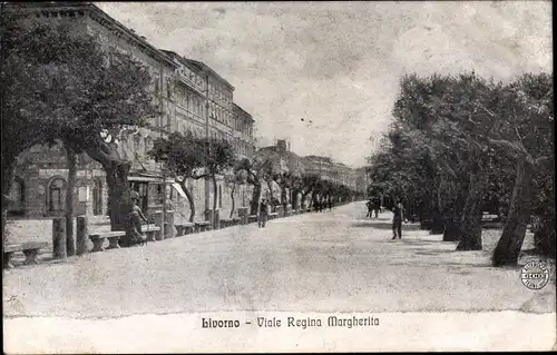 Ak Livorno Toscana, Viale Regina Margherita