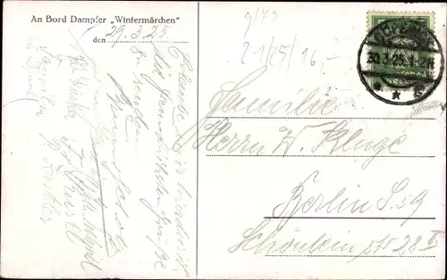 Ak Dampfschiff Wintermärchen, Reederei Nobiling, Berlin