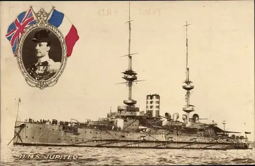Ak Britisches Kriegsschiff, HMS Jupiter, Dreadnought, John Jellicoe