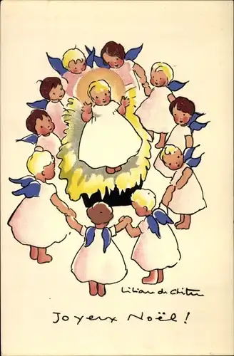 Künstler Ak Glückwunsch Weihnachten, Engel, Christuskind