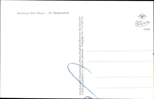 Ak Groß Mackenstedt Stuhr, Luftbild vom Kaufhaus Otto Meyer, Kreuzung