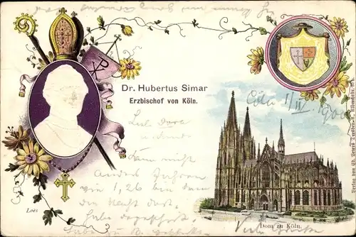 Litho Köln am Rhein, Dom, Inthronisation des Erzbischofs Dr. Hubertus Simar 1900, Portrait