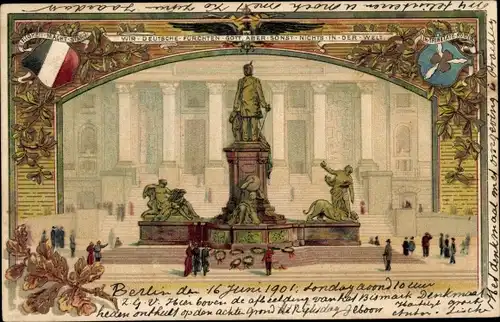 Litho Bismarck Denkmal, Wir Deutsche fürchten Gott, aber sonst nichts in der Welt