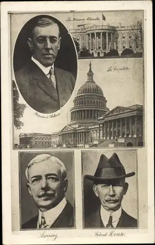 Ak Washington DC USA, Das Weiße Haus, Capitol, Präsident Woodrow Wilson, Lansing, Colonel House