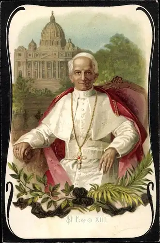 Litho Papst Leo XIII, Pectorale, Palmenzweig