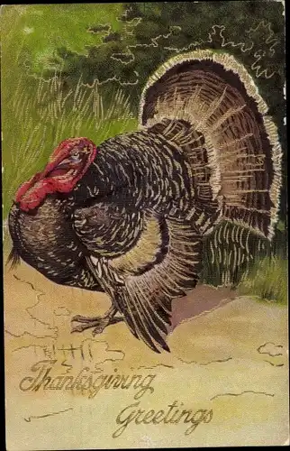 Präge Ak Thanksgiving, Turkey, Truthahn