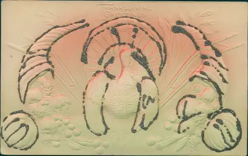 Glitzer Präge Ak Thanksgiving, Turkey, Truthahn