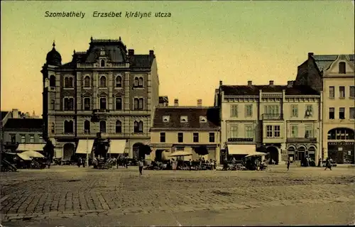 Ak Szombathely Ungarn, Erzsebet krialyne utcza, Straßenpartie