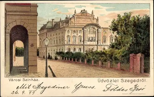 Litho Szeged Segedin Ungarn, Varosi Szinhaz