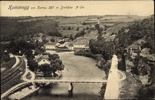 Ak Kammegg Kamegg Gars am Kamp in Niederösterreich, Blick auf den Ort, Brücke