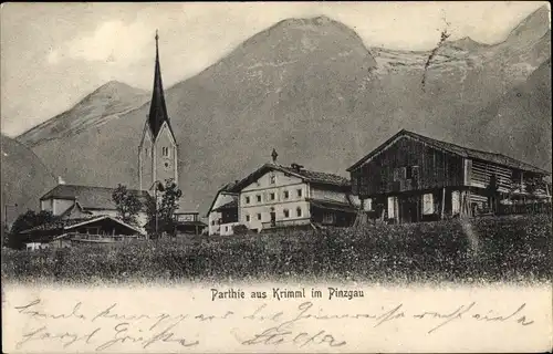 Ak Krimml in Salzburg, Teilansicht mit Kirche