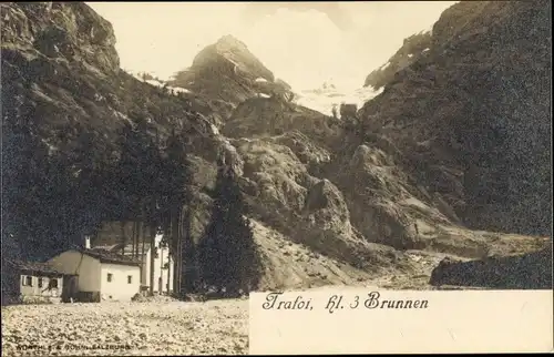 Ak Trafoi Stilfs Stelvio Südtirol, Hl. 3 Brunnen, Gletscher