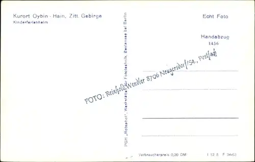 Foto Ak Hain Hayn Oybin Oberlausitz, Kinderferienheim