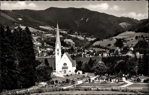 Ak Bad Wiessee in Oberbayern, Blick auf Tegernsee, Kirche